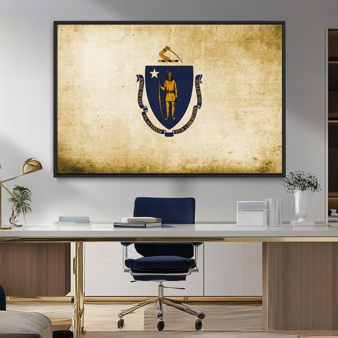 MGV-FC-36X24 - Massachusetts Flag Wall Art Canvas Print