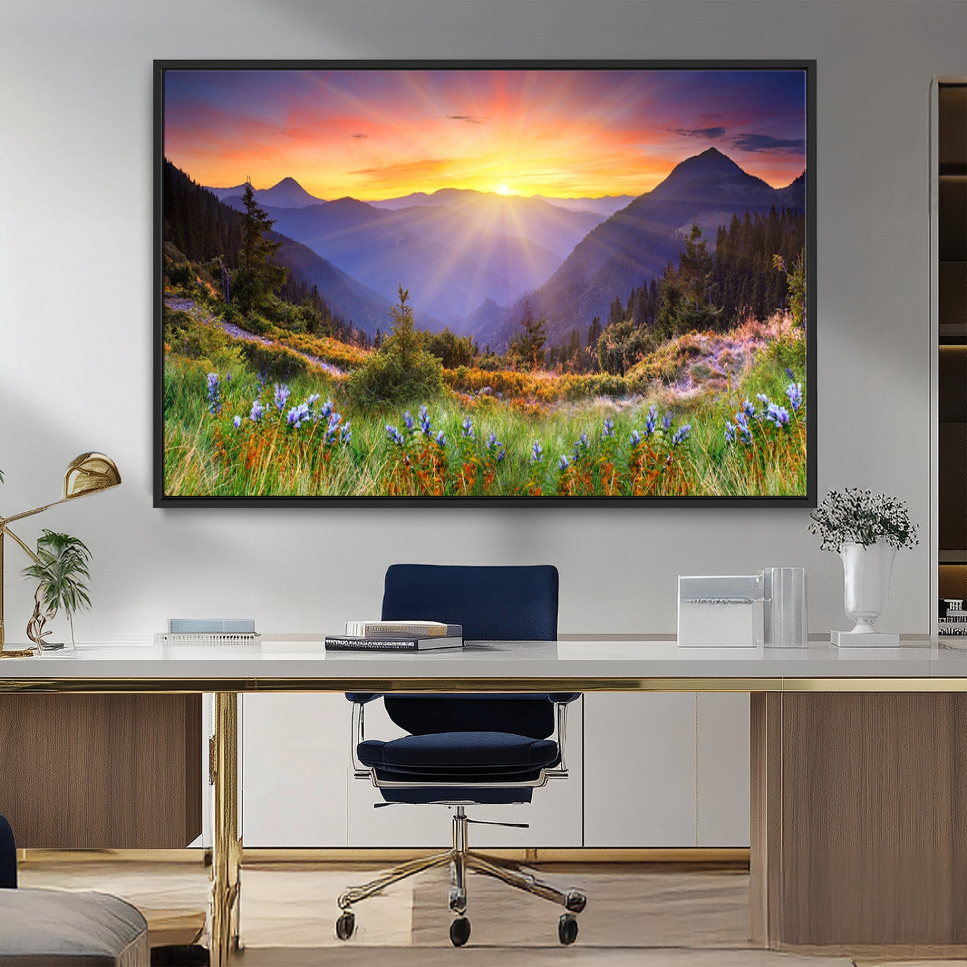 MGV-FC-36X24 - Mountain and Spring Wall Art Canvas Print