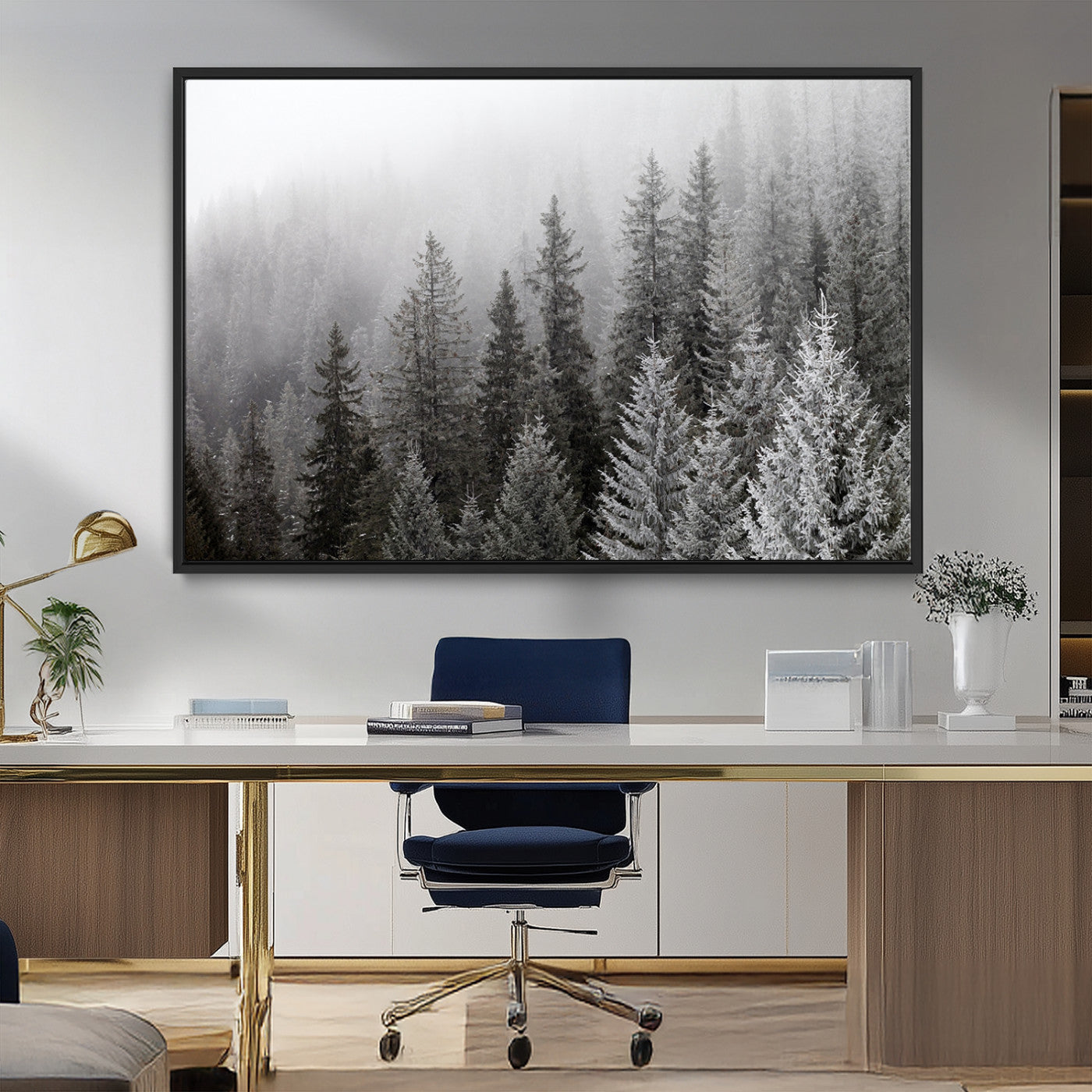 MGV-FC-36X24 - Big Foggy Forest and Misty Trees Forest Wall Art Canvas Print