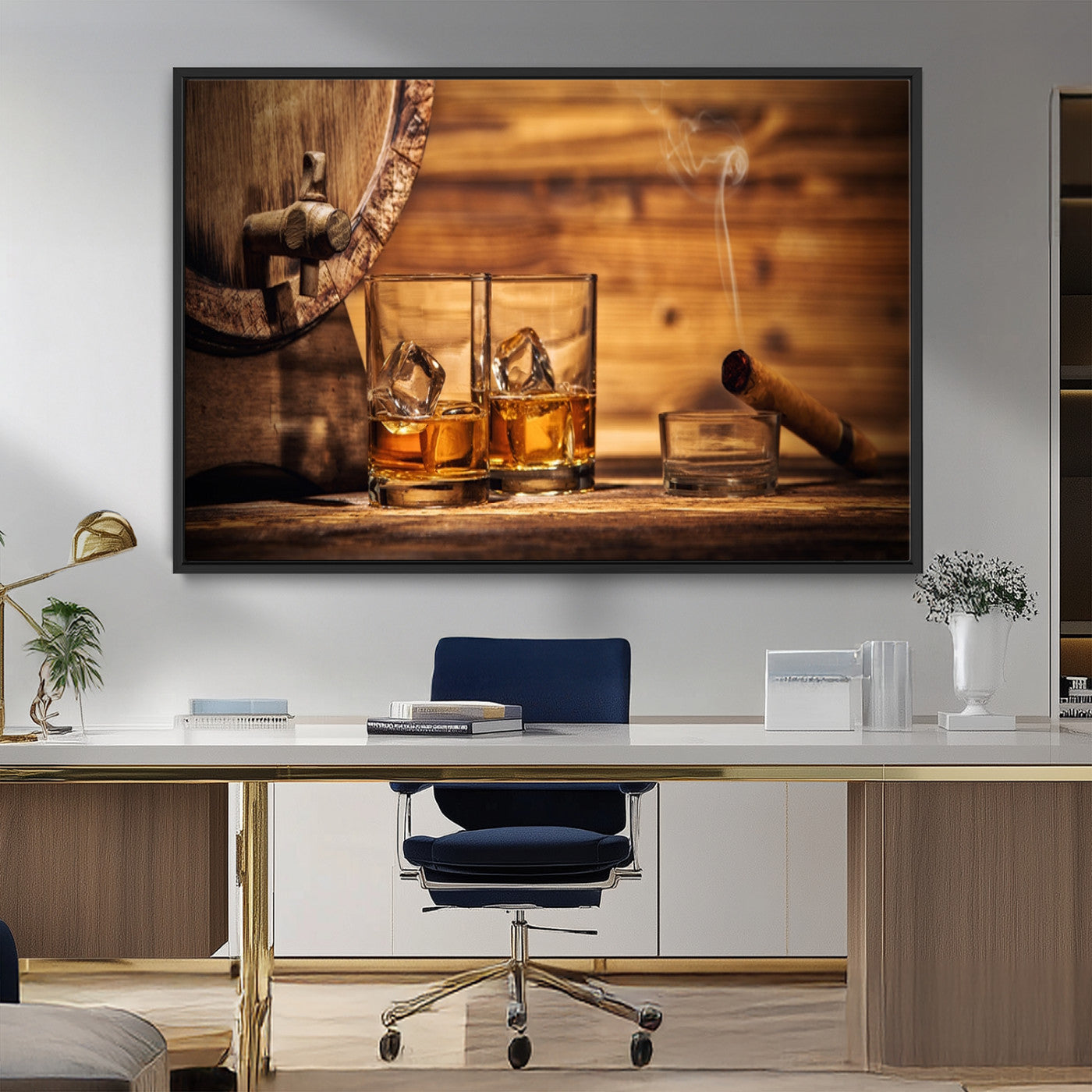 MGV-FC-36X24 - Rustic Whiskey and Barrel Canvas Print