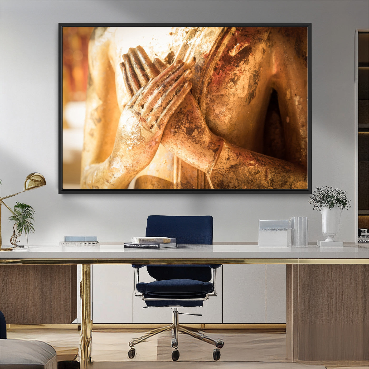 MGV-FC-36X24 - Buddha Statue Hands Wall Art Canvas Print