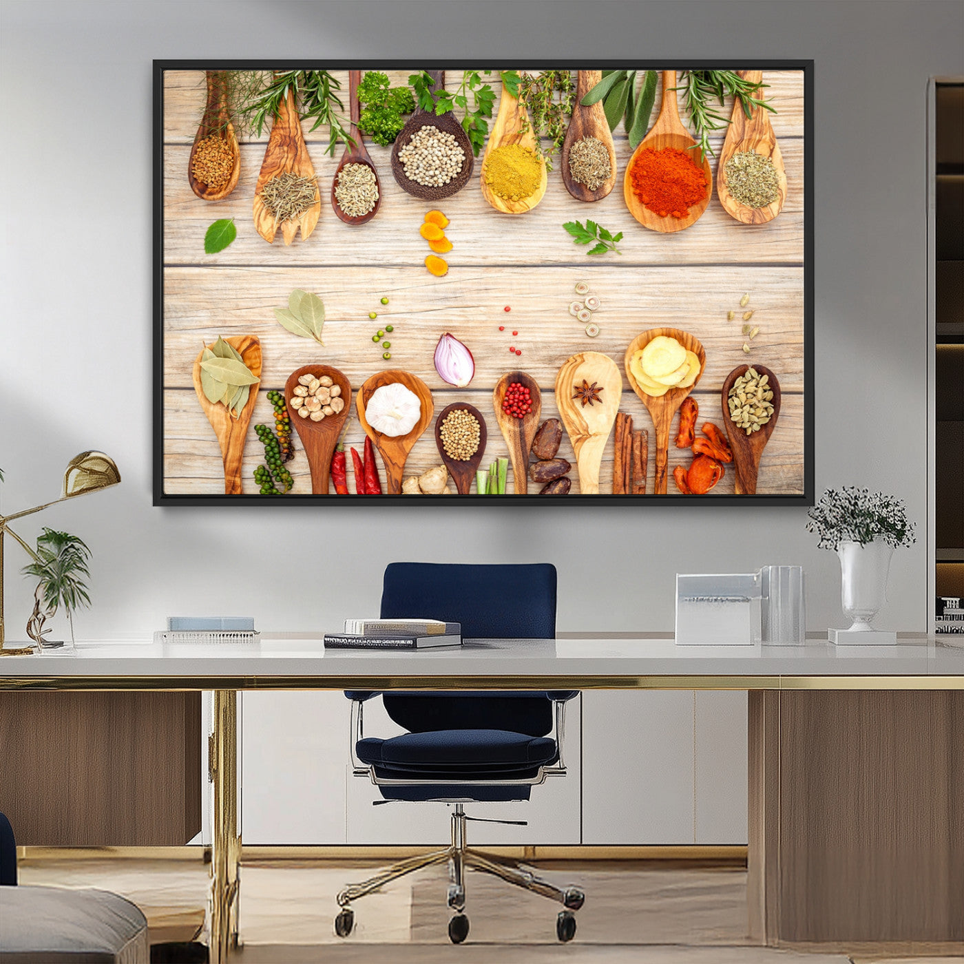 MGV-FC-36X24 - Kitchen Spice on the Table Wall Art, Kitchen Spice Wall Art Canvas Print