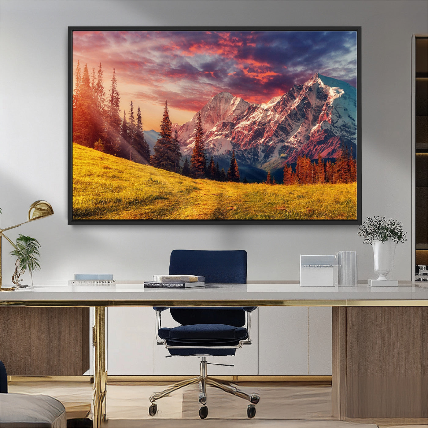 MGV-FC-36X24 - Mountain and Daylight Red Sunset Wall Art Canvas Print