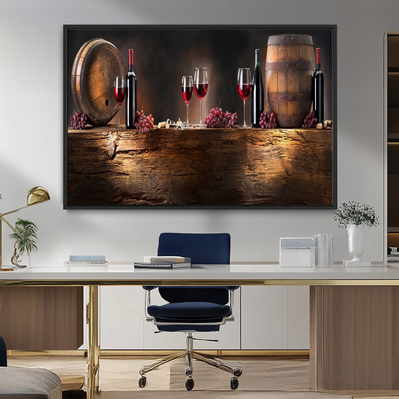 MGV-FC-36X24 - Wine and Barrels Wall Art Canvas Print