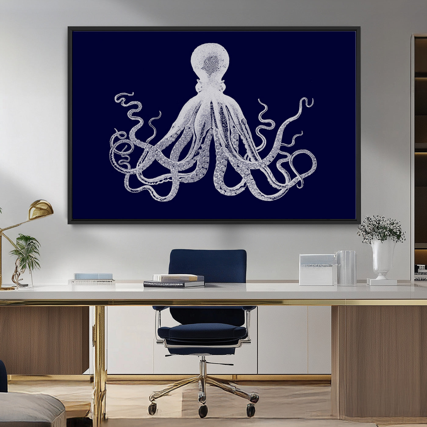 MGV-FC-36X24 - Blue Octopus Wall Art Canvas Print