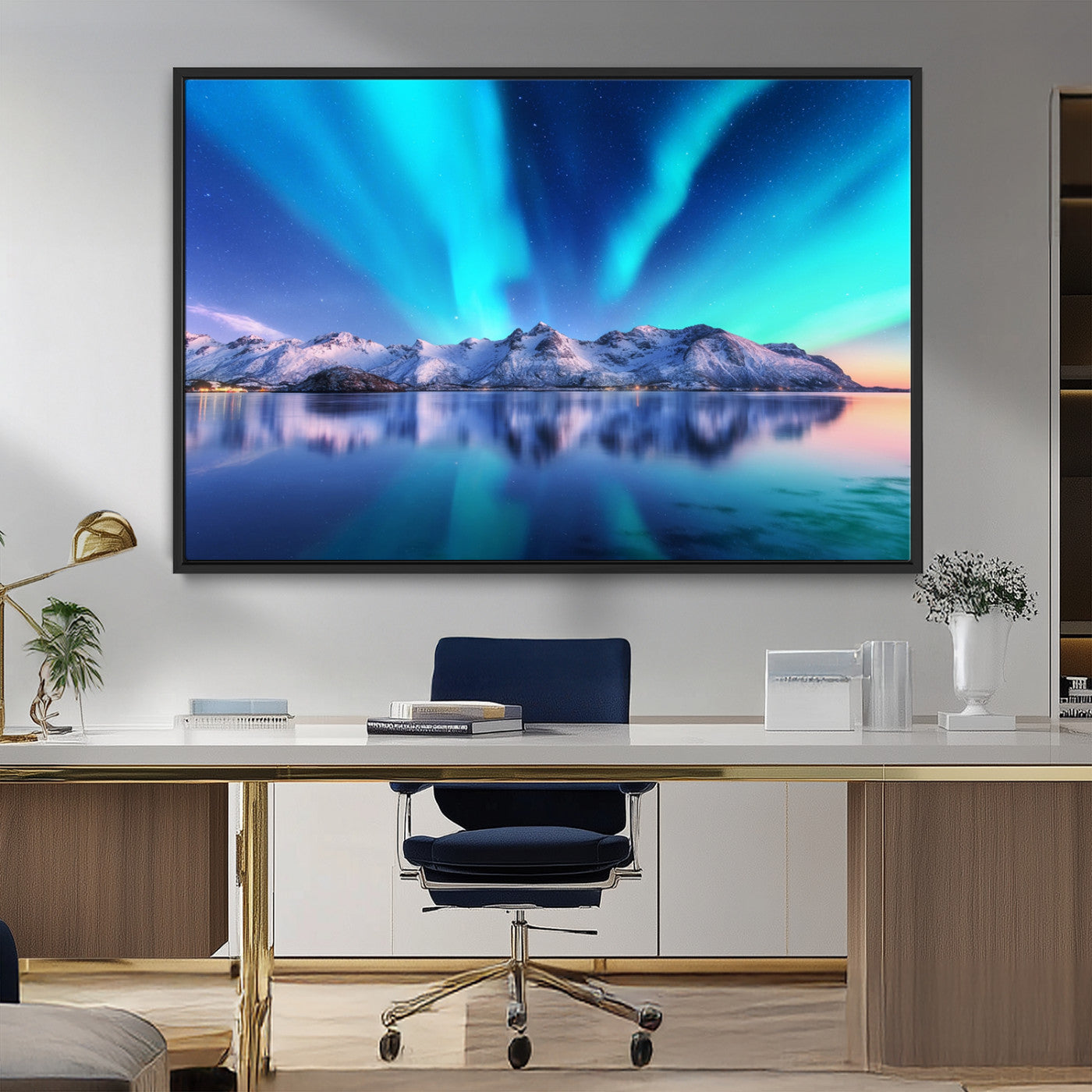 MGV-FC-36X24 - Northern Lights above Mountain Wall Art, Northern Lights Wall Art Canvas Print