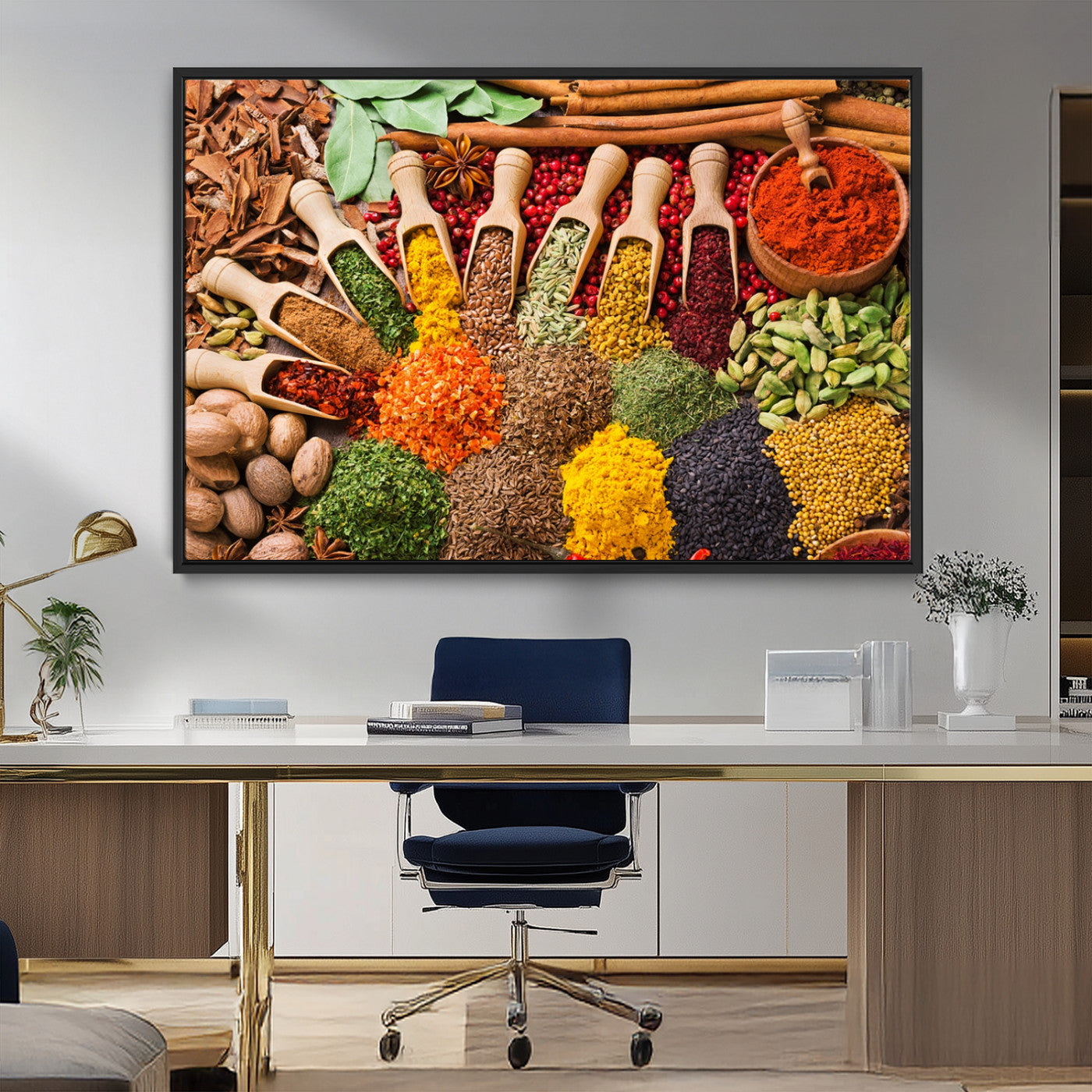 MGV-FC-36X24 - Herbs and Spices Art Canvas Print for Kitchen Kitchen, Dining Room Wall Decor