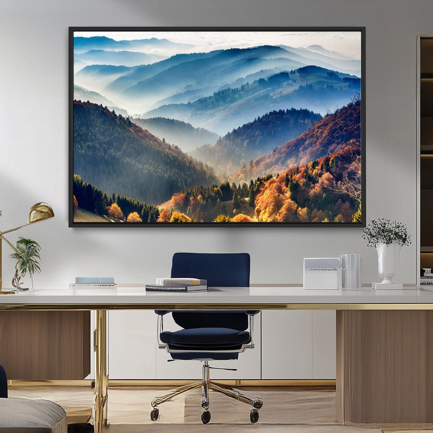 MGV-FC-36X24 - Mountains Forest Autumn Wall Art Canvas Print