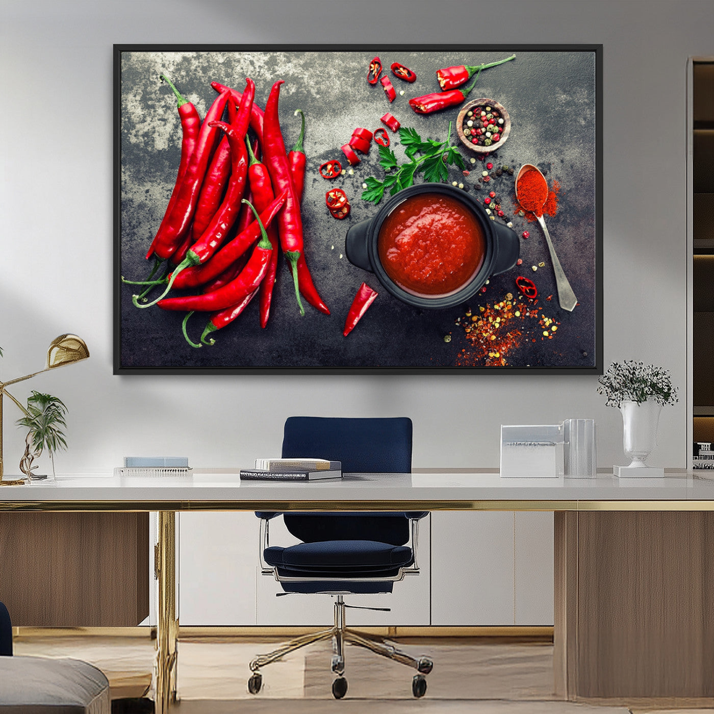 MGV-FC-36X24 - Red Chili Peppers Wall Art Kitchen Artwork Canvas Print