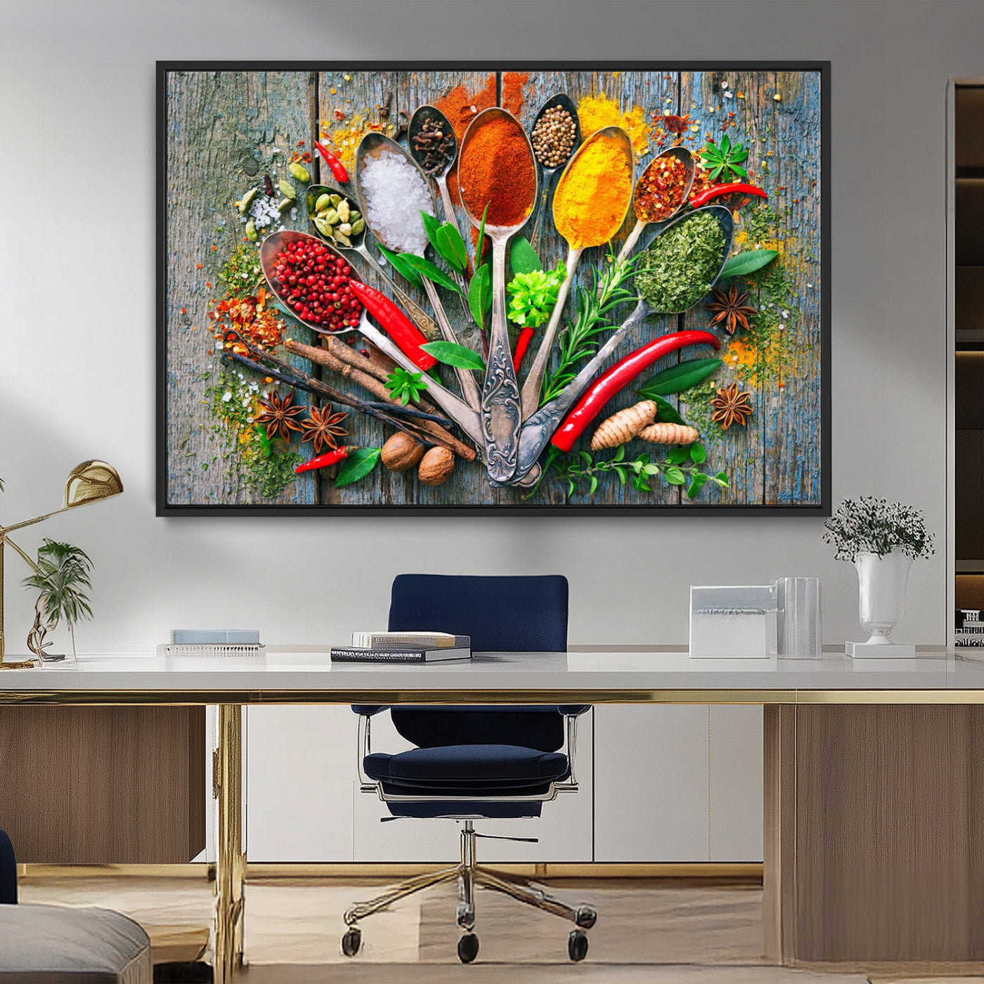 MGV-FC-36X24 - Spoonful of Spices Cooking Wall Art Canvas Print - Vibrant Kitchen Decor Triptych – Culinary Art