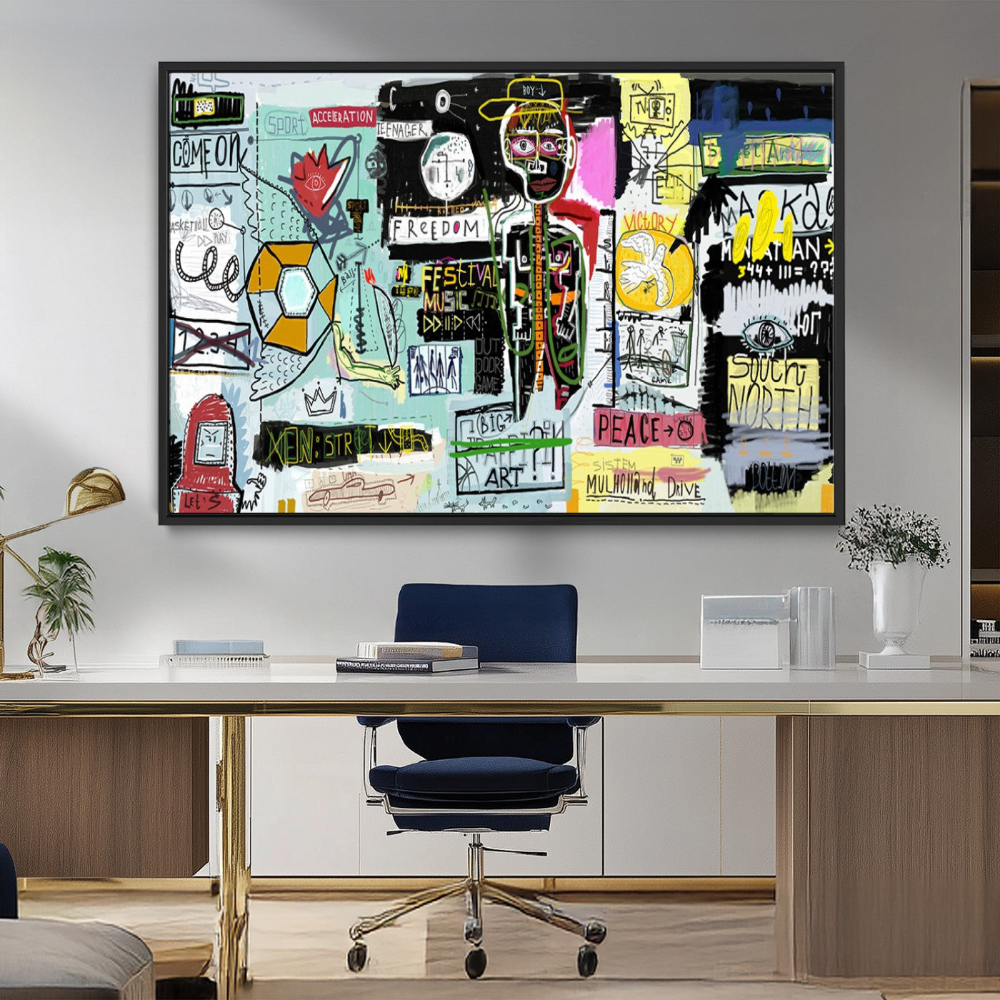 MGV-FC-36X24 - Abstract Graffiti Canvas Street Art-Inspired Graffiti Triptych Canvas – Modern Abstract Wall Art for