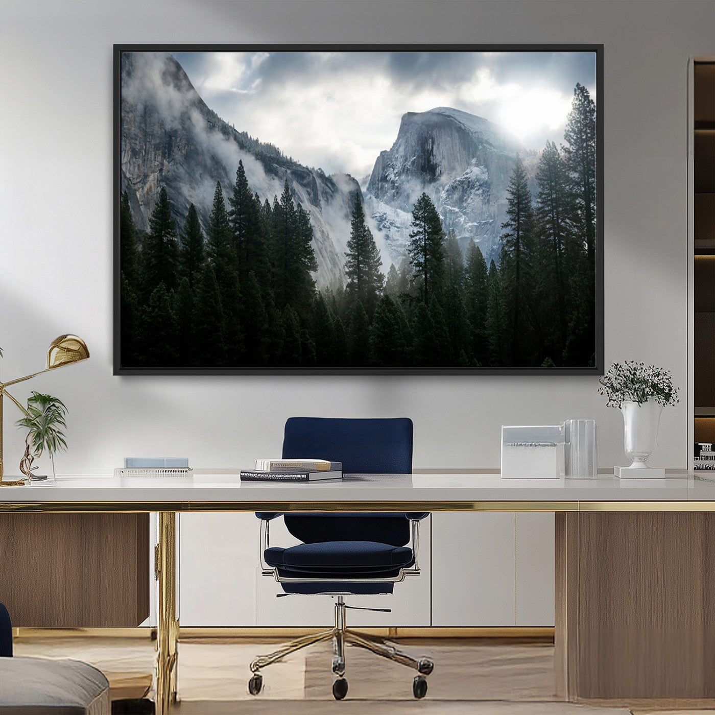 MGV-FC-36X24 - Yosemite National Park El Capitan Foggy Mountain Wall Art | Large Canvas Print for Living Room,