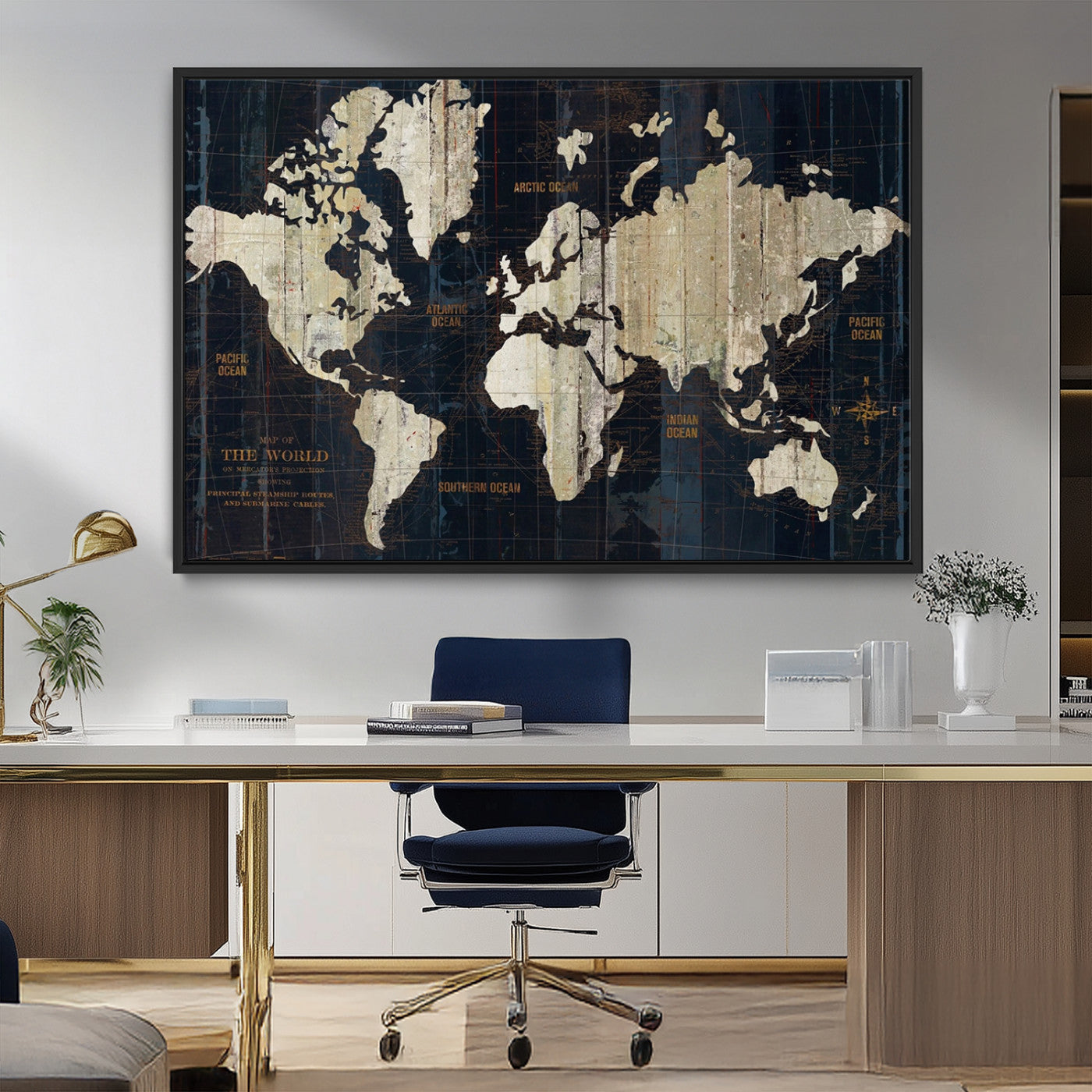 MGV-FC-36X24 - Push Pin World Map Canvas Print – Framed Wall Art for Couples to Track Their Travels – Anniversary