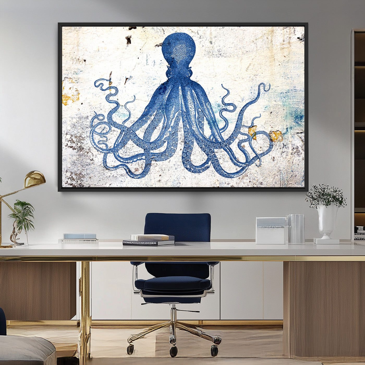 MGV-FC-36X24 - Octopus Canvas Wall Art | Coastal Marine Life Artwork for Living Room, Bedroom, or Office |