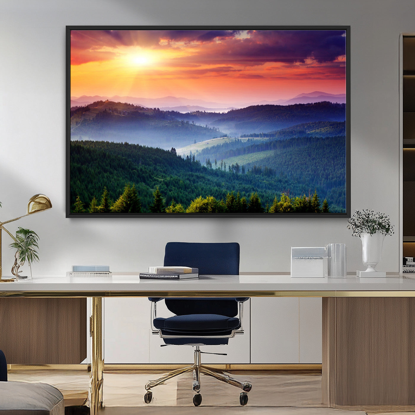 MGV-FC-36X24 - Mountain and Sunset Wall Art Canvas Print