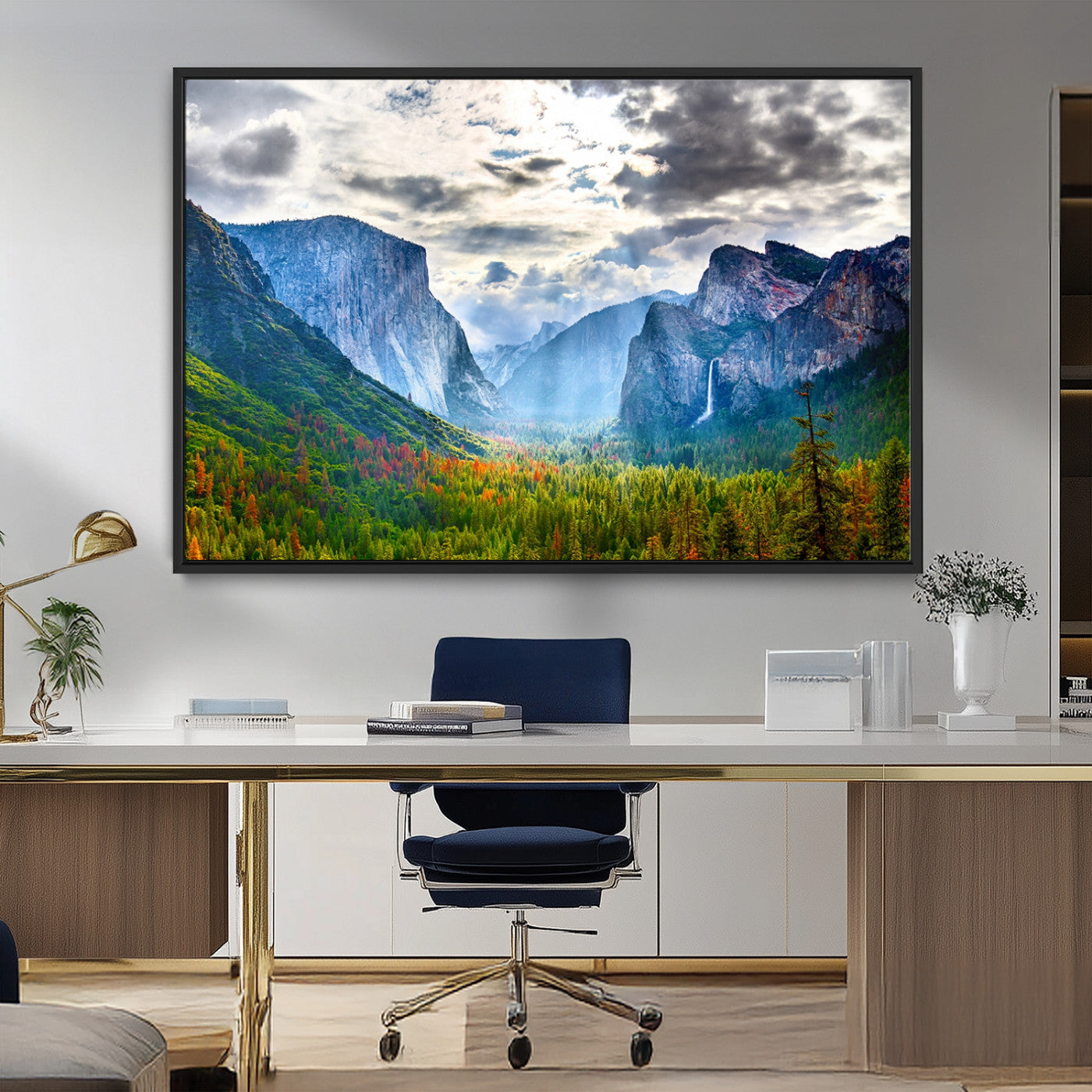 MGV-FC-36X24 - Yosemite Park Half Dome 3 Panel Canvas Print | Large Giclée Landscape Wall Art for Living Room,