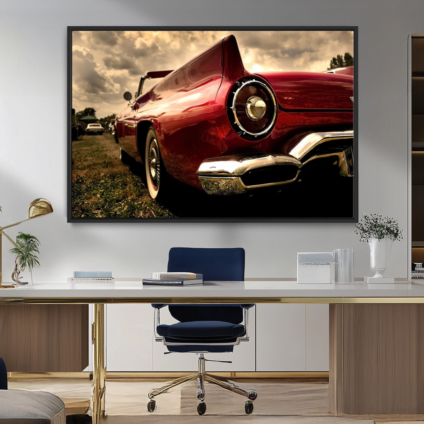 MGV-FC-36X24 - Red Classic Car Wall Art Canvas Print