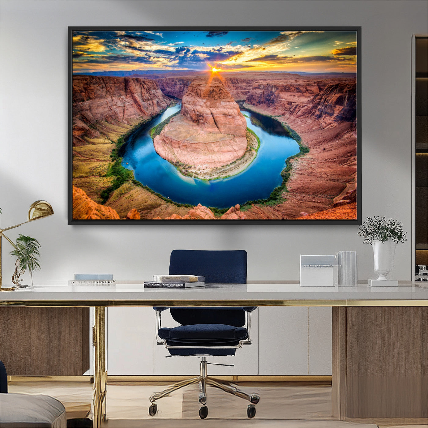 MGV-FC-36X24 - Sunset on the Horseshoe Bend Grand Canyon, Horseshoe Bend Grand Canyon Canvas Wall Art Print