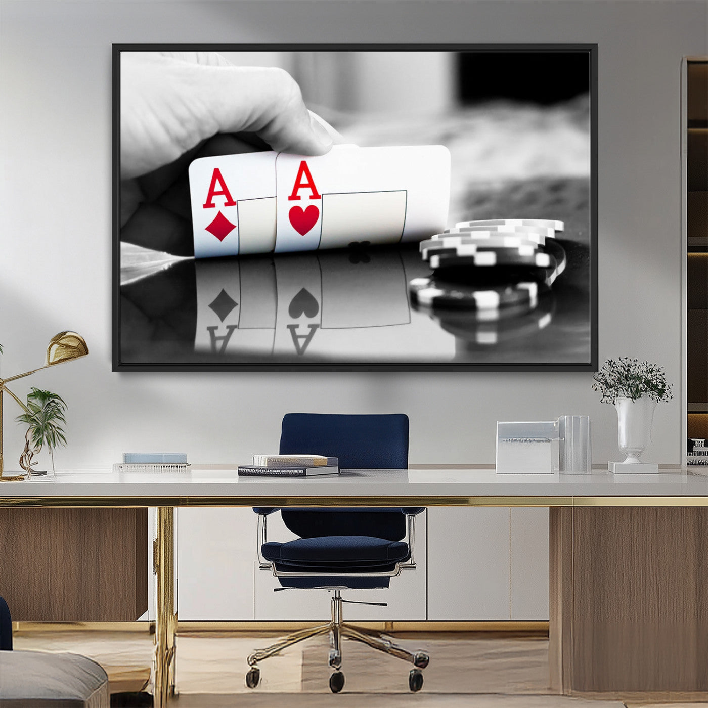 MGV-FC-36X24 - Aces Poker Art Poker Game Wall Art Canvas Print