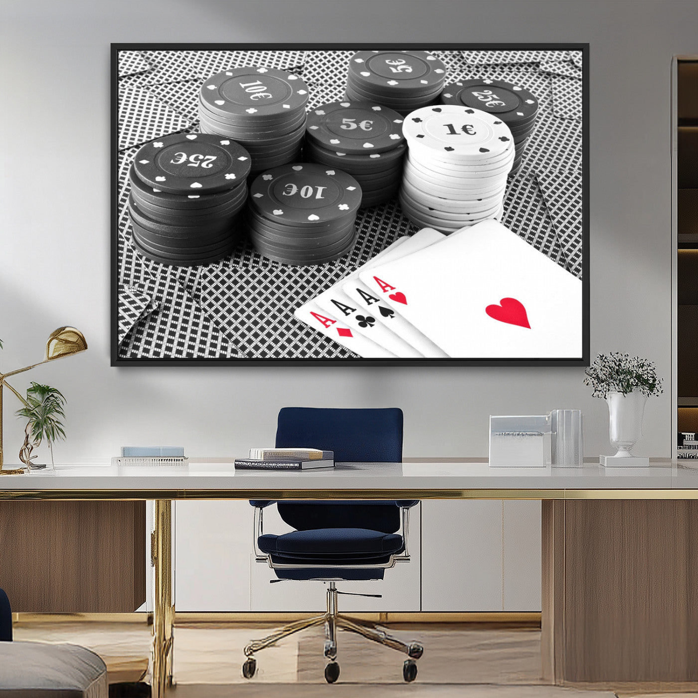 MGV-FC-36X24 - Poker Game Cards Wall Art Canvas, Multi Panel Wall Art Canvas Print