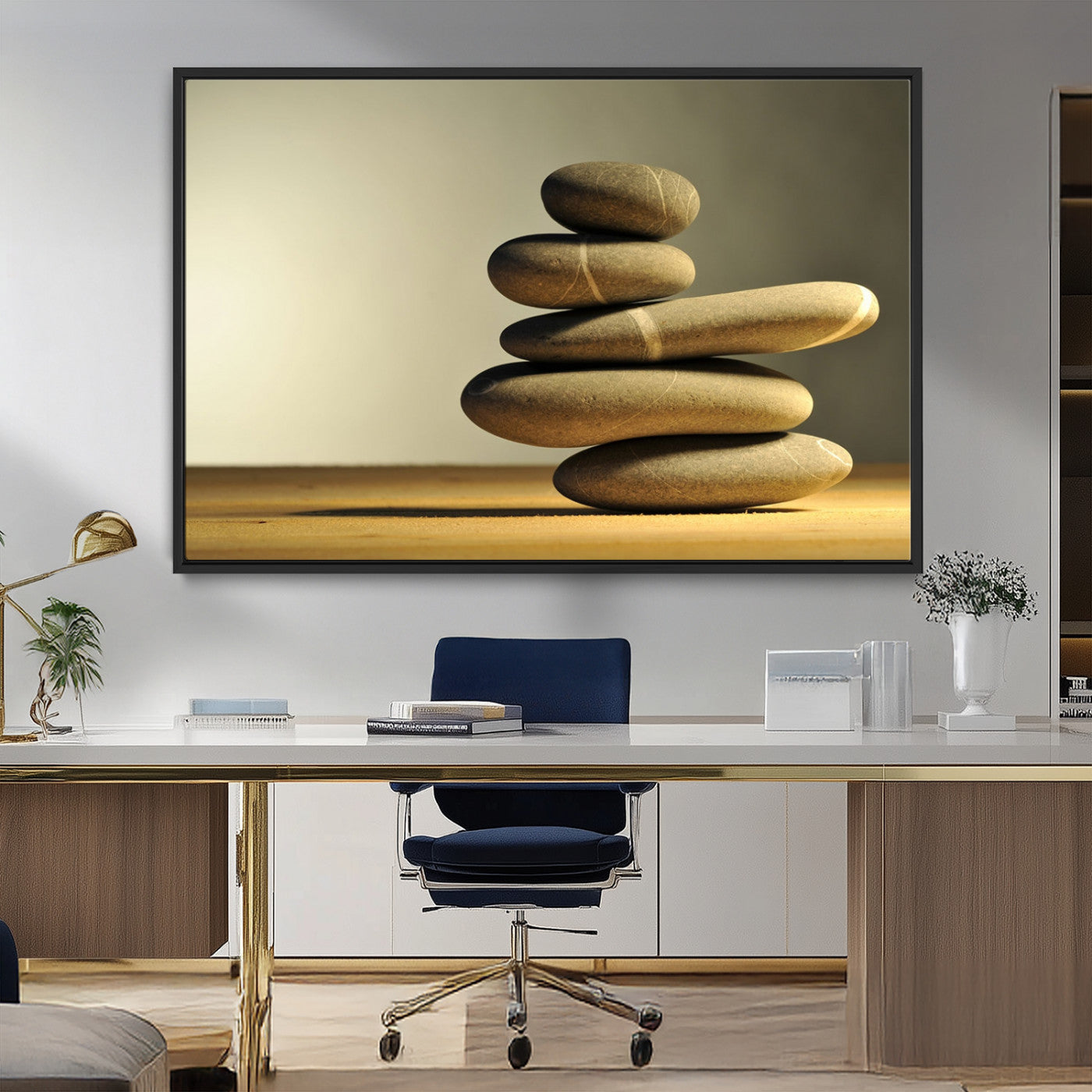 MGV-FC-36X24 - Fluvial Zen Stones Canvas Wall Art Print