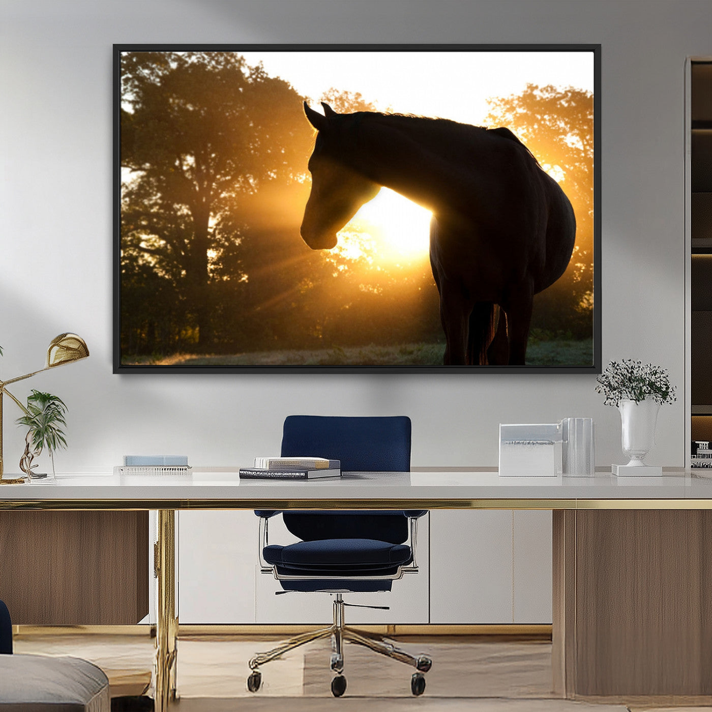 MGV-FC-36X24 - Horse at Sunset Wall Art Animal Canvas Print
