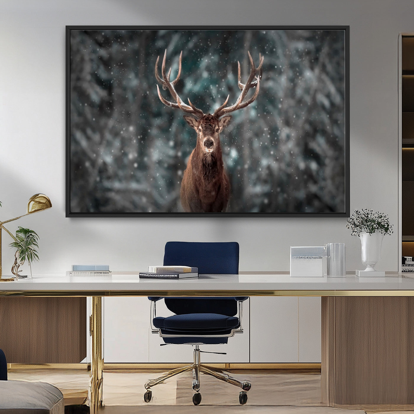 MGV-FC-36X24 - Wall Art Deer Art Animal Canvas, Framed Wall Art Deer Canvas Print
