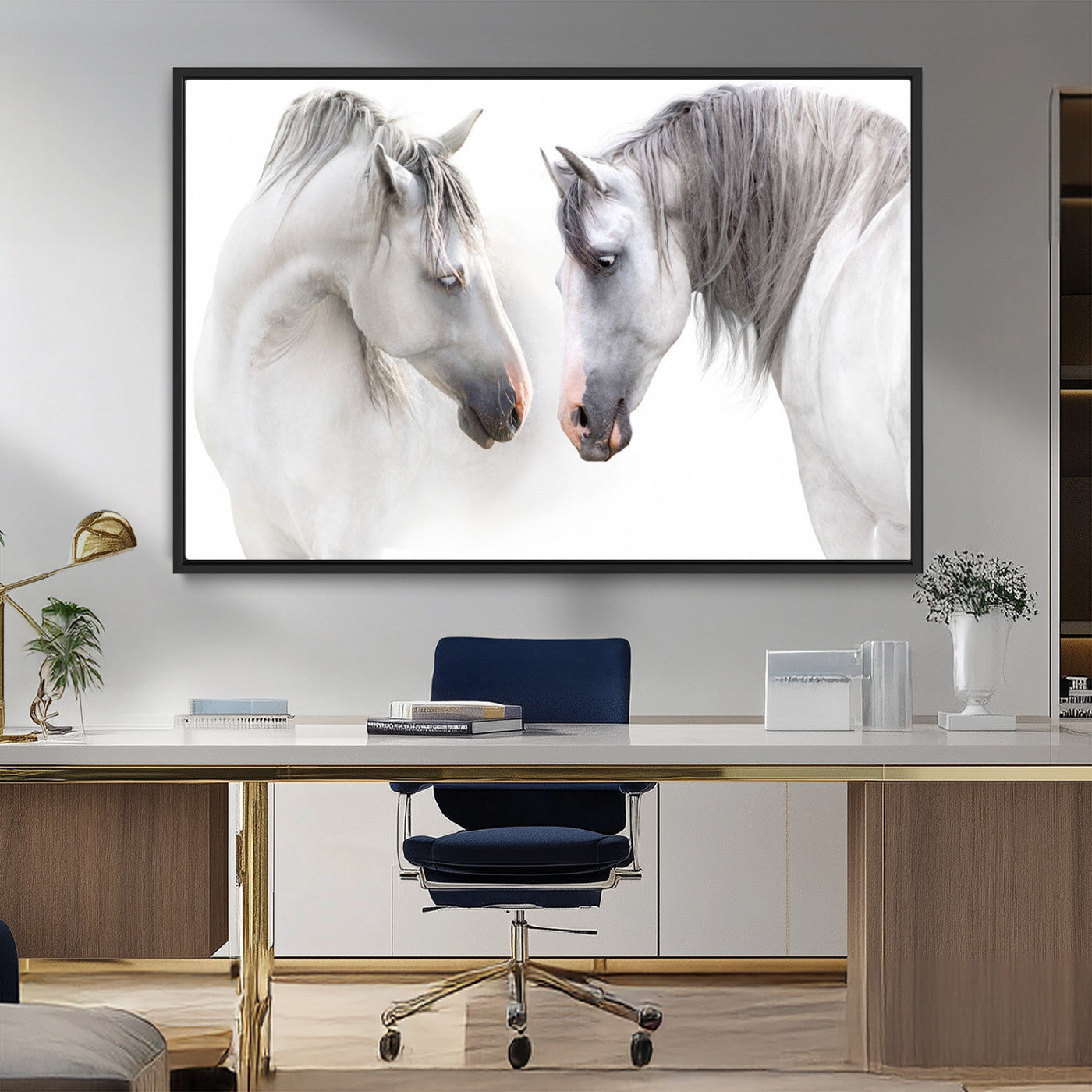 MGV-FC-36X24 - White Horse Wall Art Animal Canvas Print