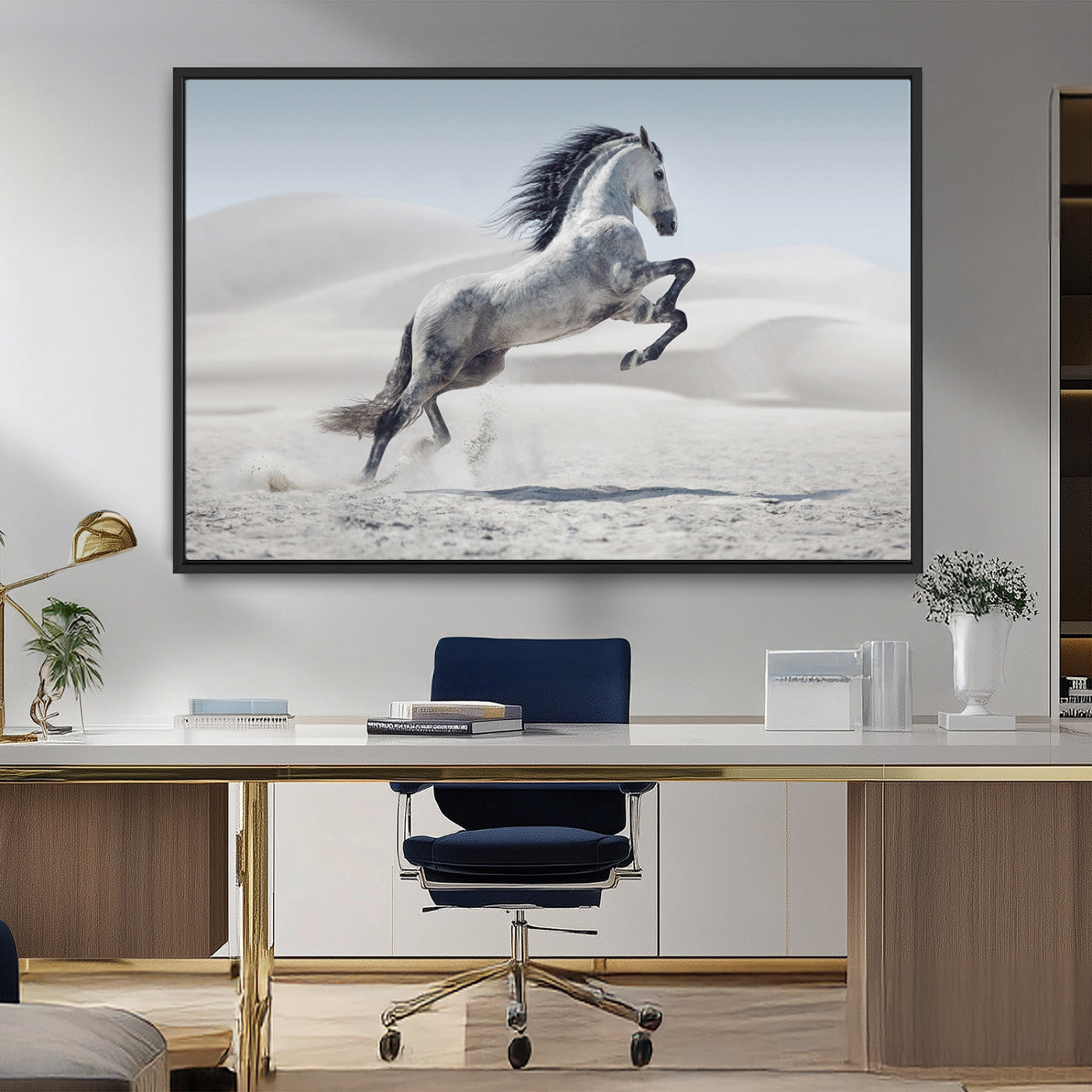 MGV-FC-36X24 - Prancing Horse on Dessert Large Wall Art Animal Canvas Print