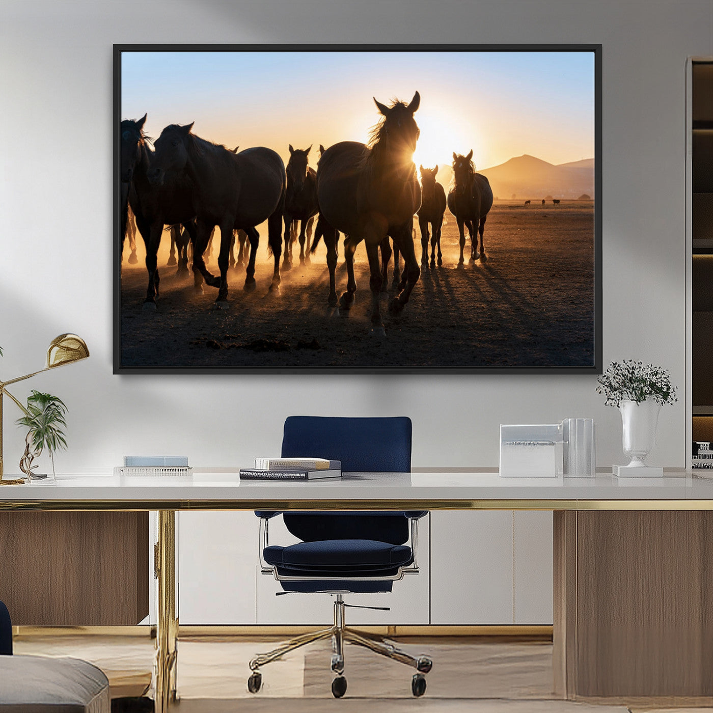 MGV-FC-36X24 - Horse Herd Wall Art Animal Canvas Print