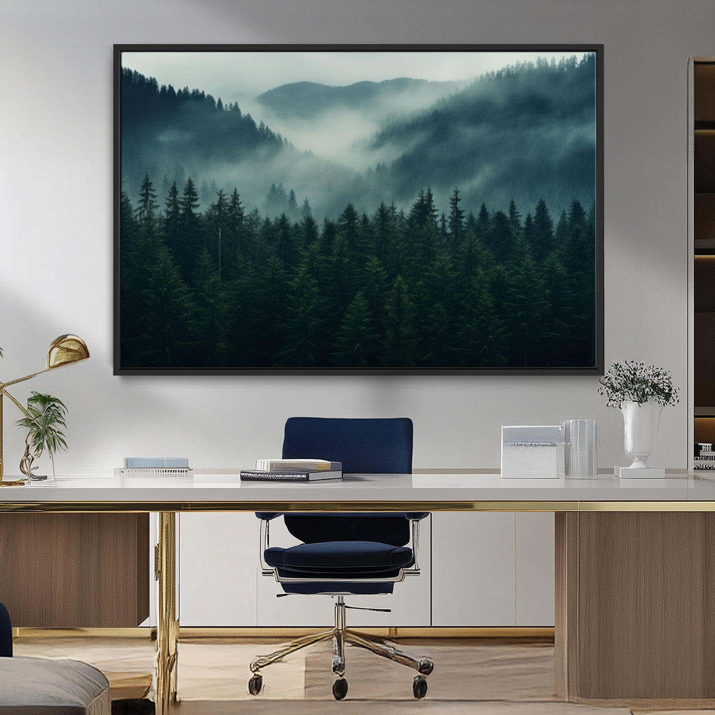MGV-FC-36X24 - Captivating Misty Forest Wall Art Premium Canvas Print,  Foggy and Serene Atmosphere Wall Art Canvas