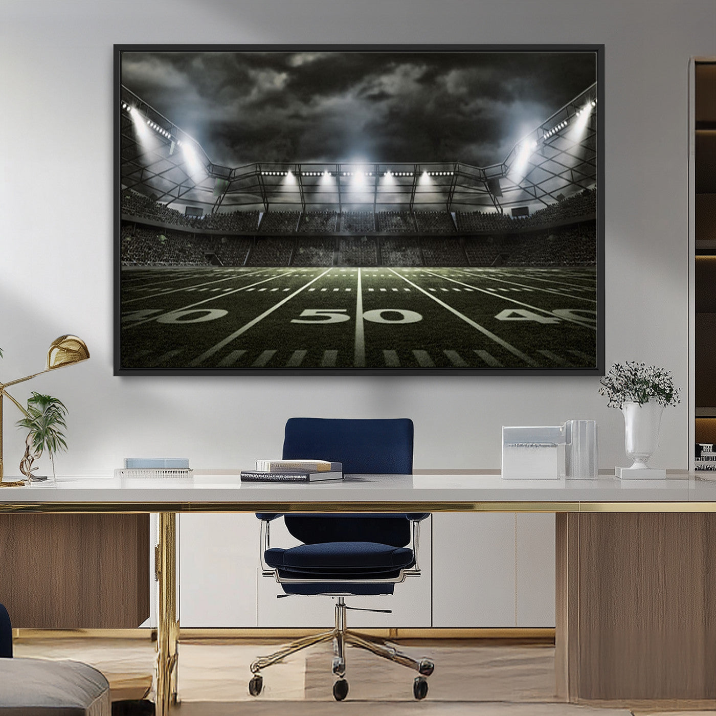 90107-MGV-FC-36X24_Black-American Football Stadium Wall Art Canvas Print, Stadium Sport Wall Art Print