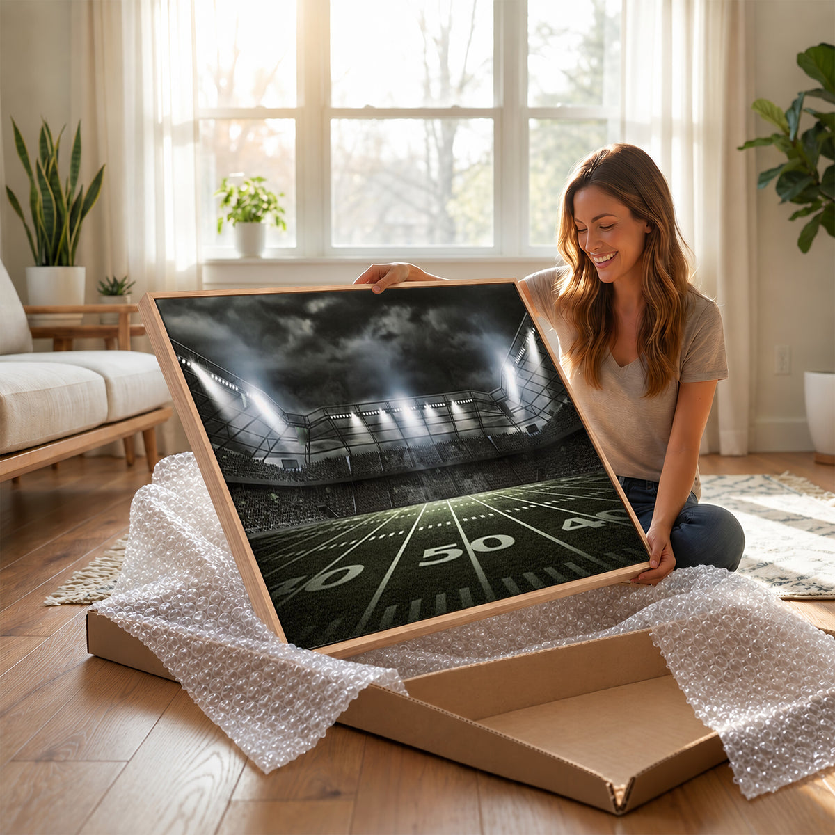 90107-MGV-CV-36X24 - American Football Stadium Wall Art Canvas Print, Stadium Sport Wall Art Print