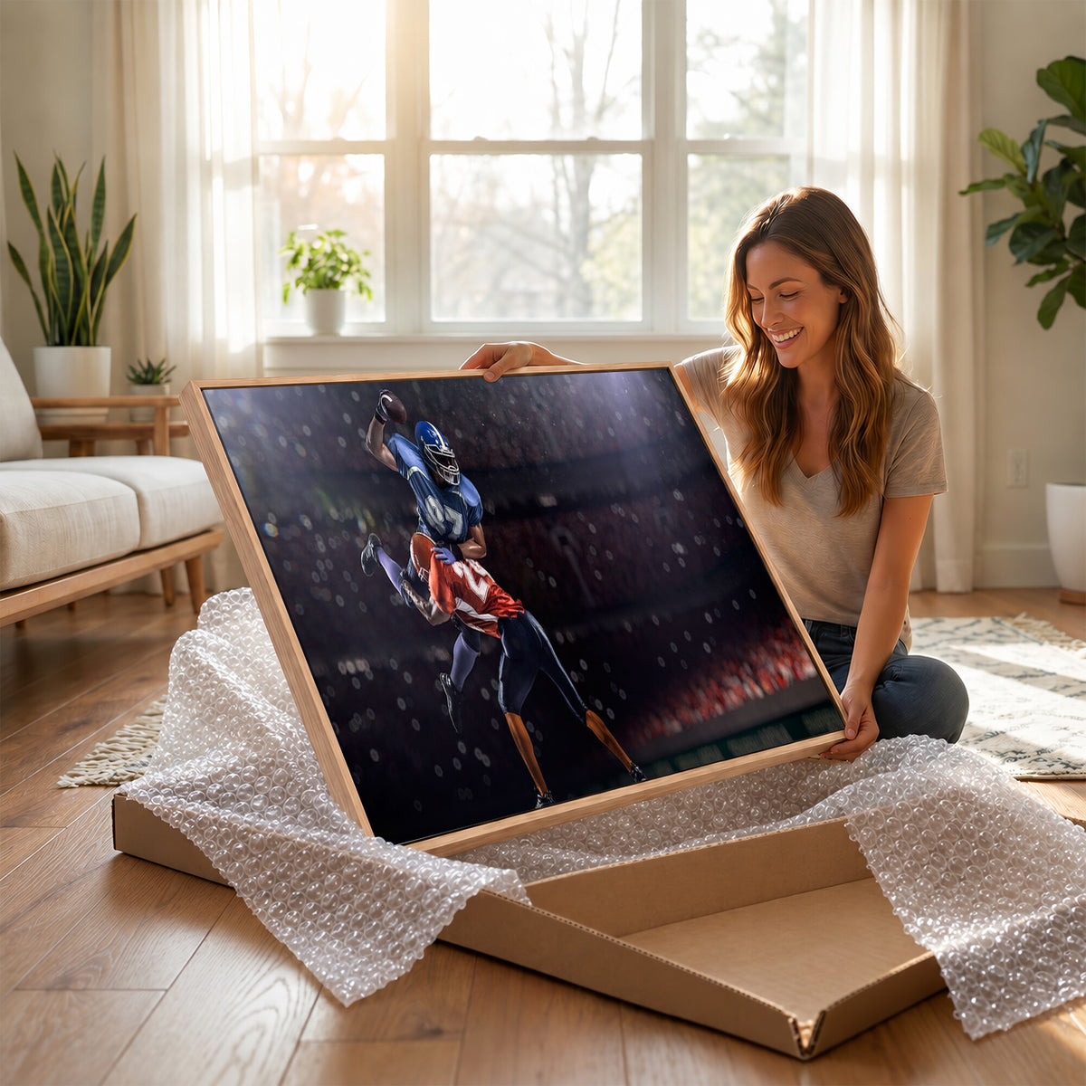 68009-MGV-CV-36X24 - American Football Wall Art Canvas Print, Stadium Sport Wall Art Print