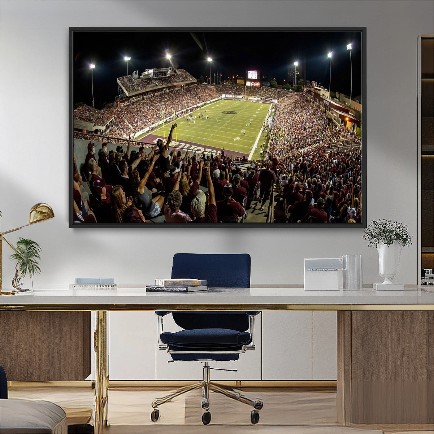 94126-MGV-FC-36X24_Black-Washington-Grizzly Stadium Canvas Wall Art – Exciting Game Night Atmosphere Captured in Panoramic