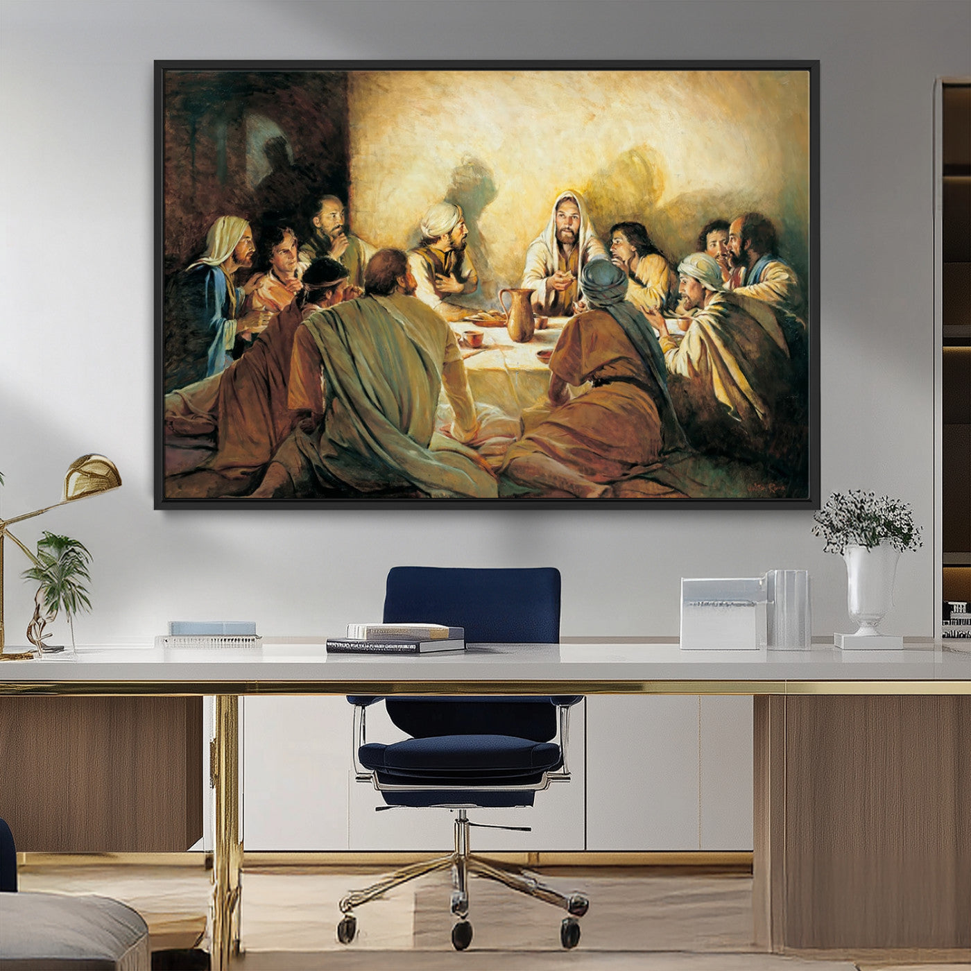 MGV-FC-36X24 - Last Supper Wall Art Canvas Print, Framed Jesus Painting Art Picture Print, Moderne Bibel Perfect Traditional/Religious Decor Artwork