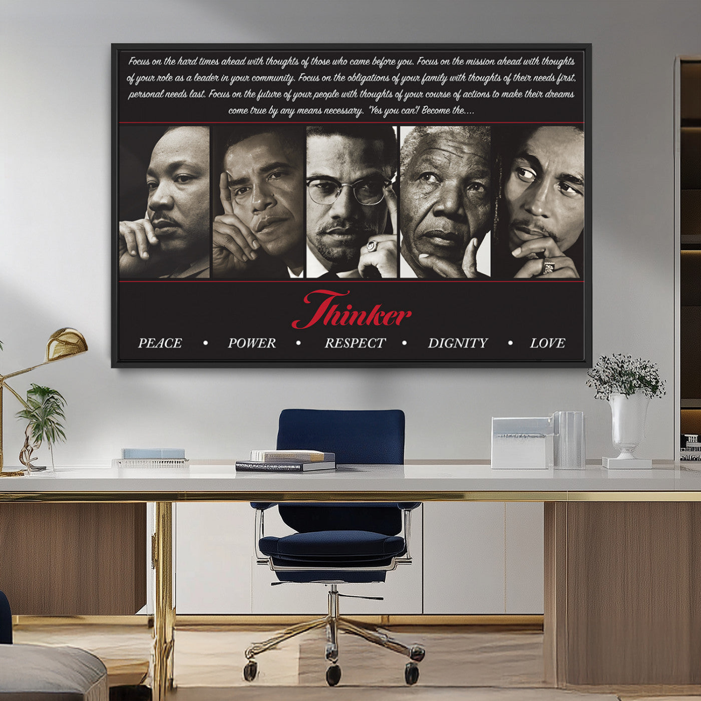 MGV-FC-36X24 - Thinkers of Wall Art Canvas Print - Inspirational Wall Art Featuring Icons of Peace, Power, and