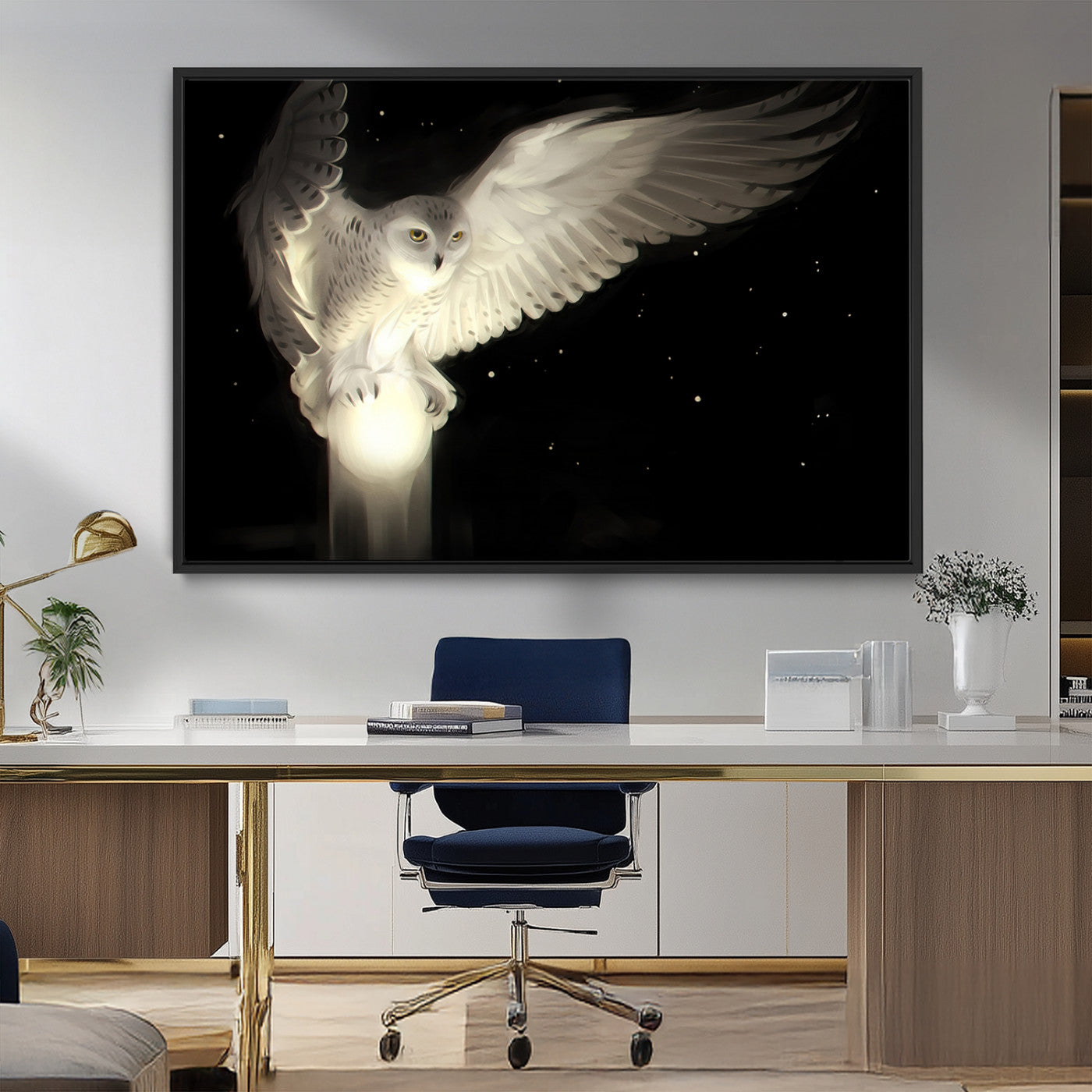 MGV-FC-36X24 - Night Owl Art -  Illuminating the Darkness – Unique Animal-Inspired Wall Art for Modern Decor |