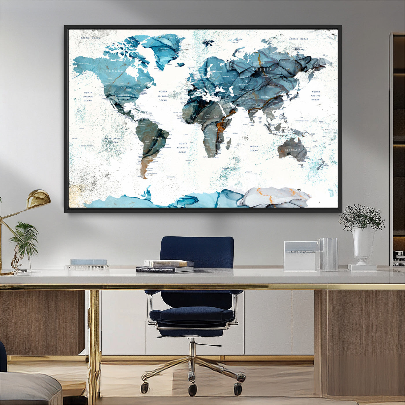 MGV-FC-36X24 - Push Pin World Map Canvas Print – Framed Wall Art for Couples to Track Their Travels – Anniversary