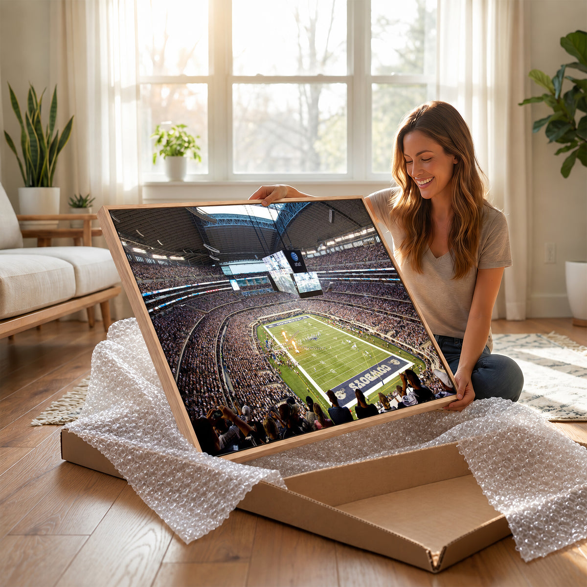82096-MGV-CV-36X24 - Dallas Cowboys Football Team Print - Arlington AT&T Stadium Wall Art Canvas Print