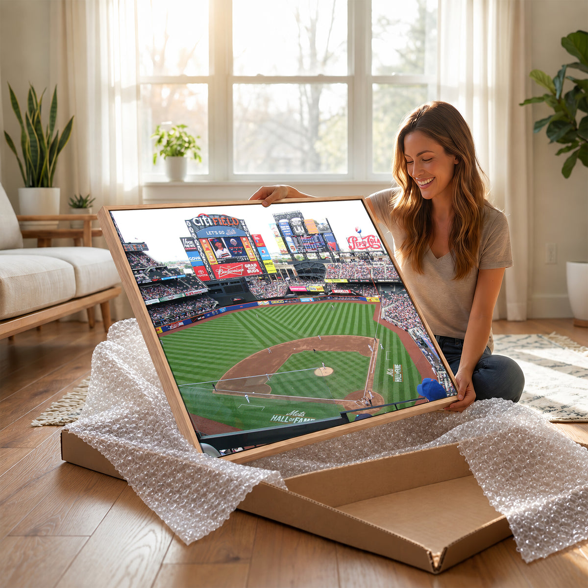 64829-MGV-CV-36X24 - New York Mets Baseball Team Print, Citi Field Baseball Stadium Wall Art