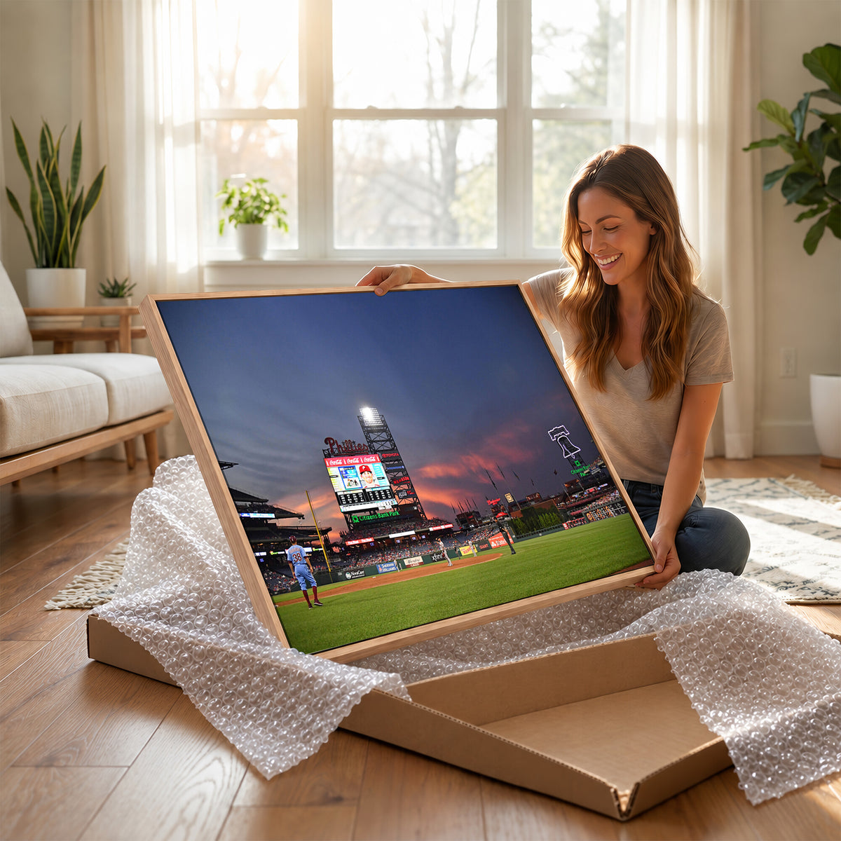22594-MGV-CV-36X24 - Philadelphia Phillies Baseball Print - Philadelphia Citizens Bank Park Stadium Wall Art, Phillies