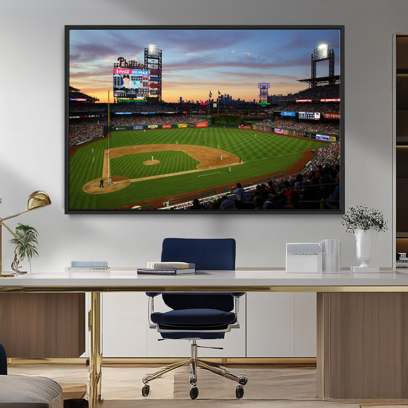 MGV-FC-36X24 - Citizens Bank Park Philadelphia Phillies Wall Art Canvas | 3-Panel Canvas Print of Phillies Stadium