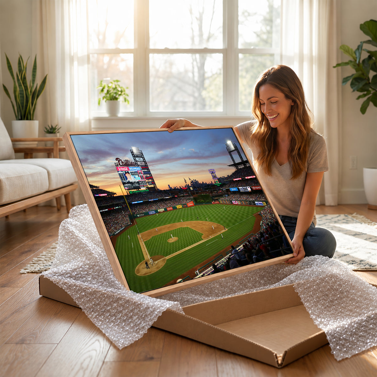 13778-MGV-CV-36X24 - Citizens Bank Park Philadelphia Phillies Wall Art Canvas | 3-Panel Canvas Print of Phillies Stadium