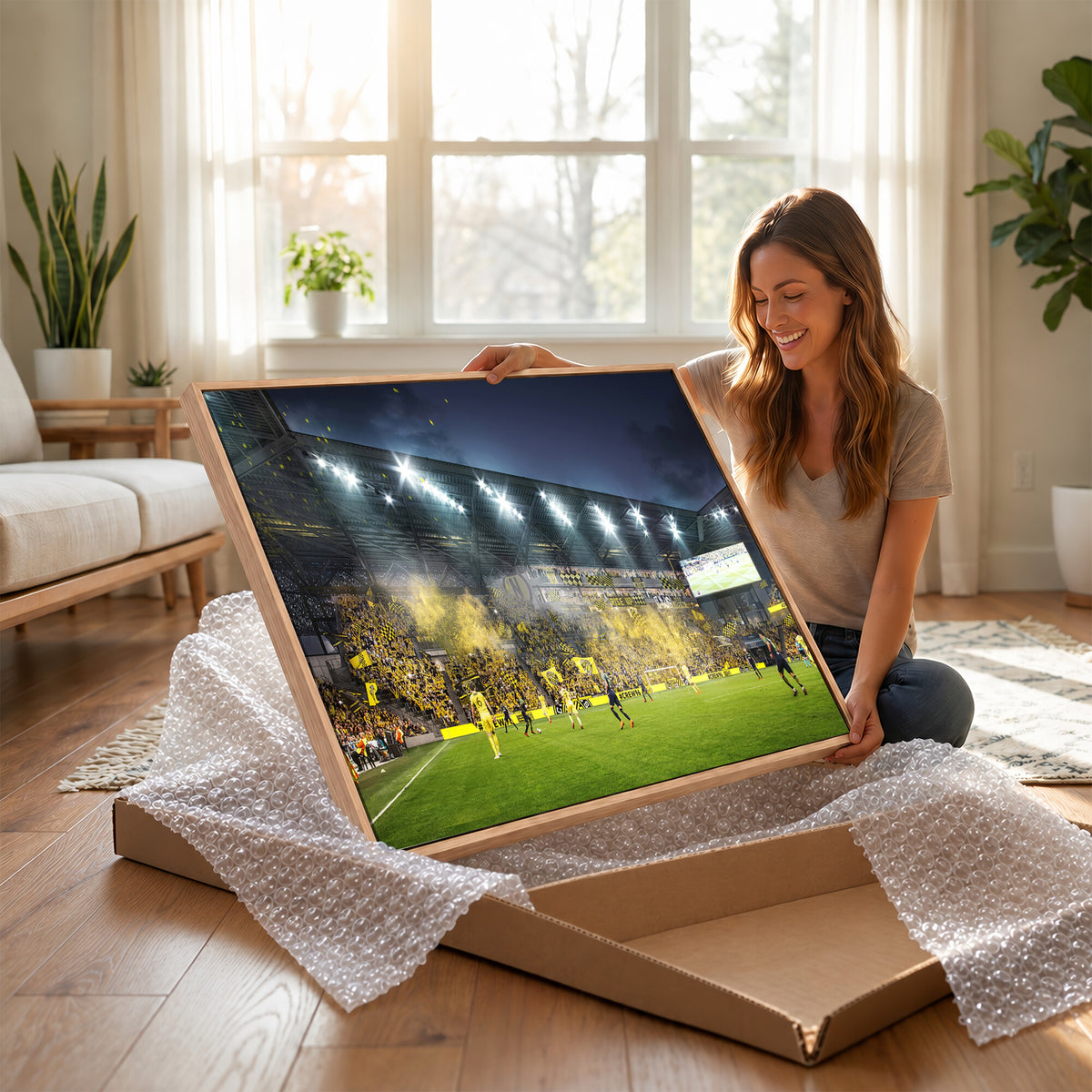 65820-MGV-CV-36X24 - Columbus Crew Stadium Match Triple Canvas Wall Art - Dynamic MLS Game Scene Canvas Wall Art