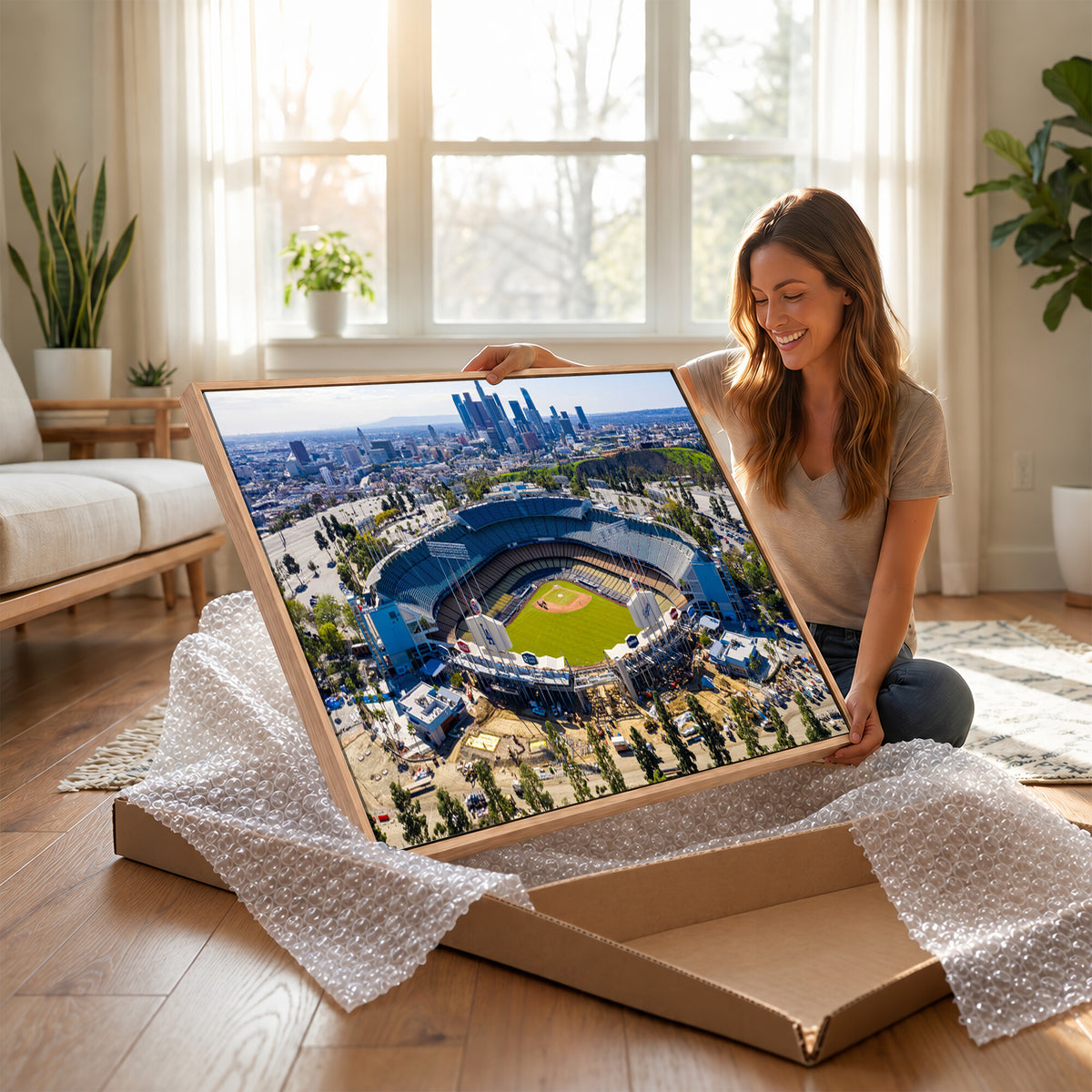58596-MGV-CV-36X24 - Los Angeles Dodgers Dodger Stadium Wall Art Canvas Print, Extra Large Game Room Wall Decor