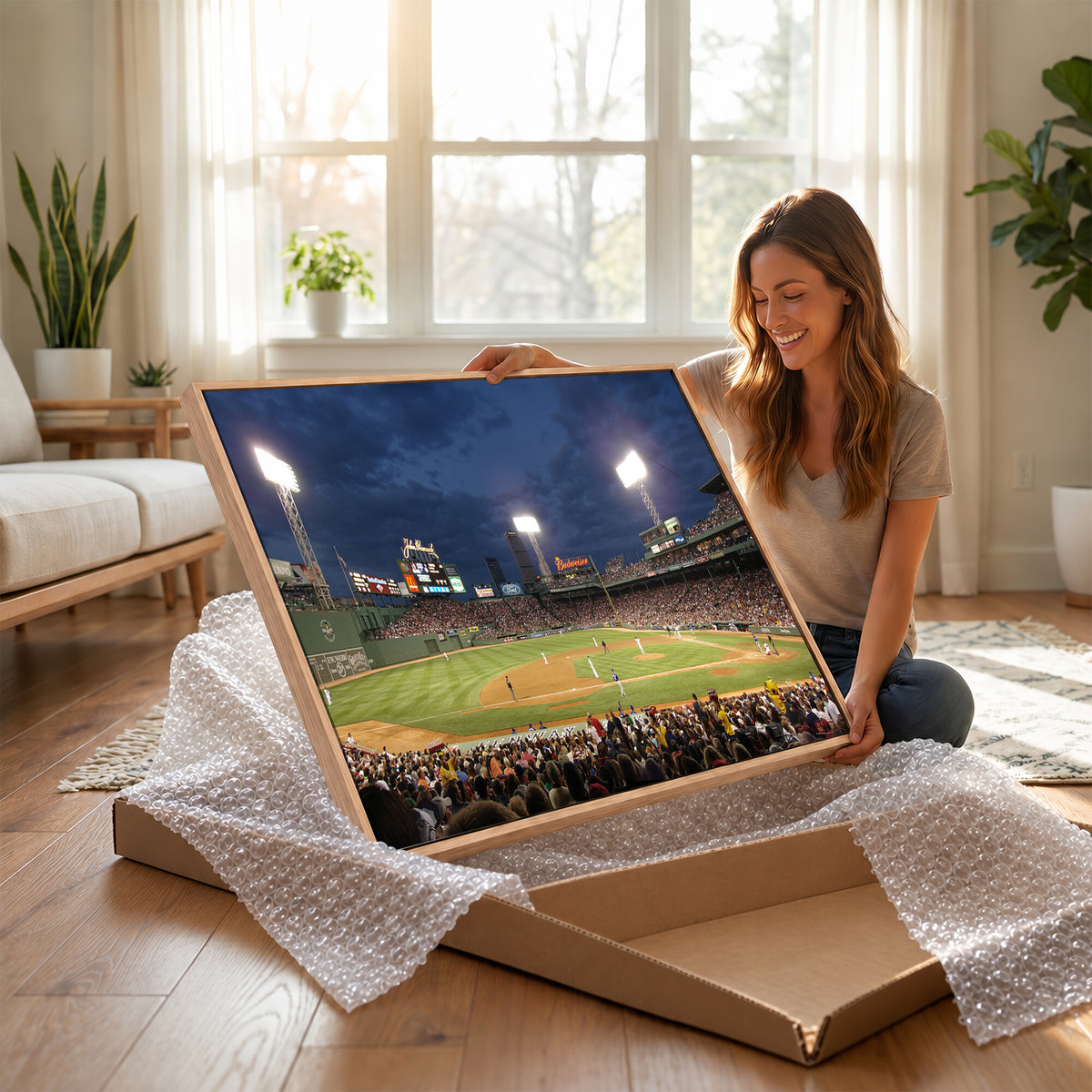 85099-MGV-CV-36X24 - Boston Red Sox Baseball Team Print Canvas, Massachusetts Fenway Park Stadium Wall Art