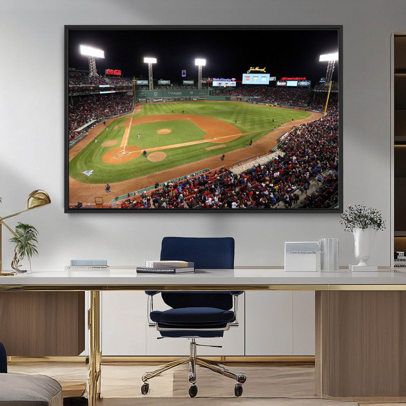 MGV-FC-36X24 - Boston Red Sox Baseball Team Print - Massachusetts Fenway Park Stadium Wall Art Canvas Print