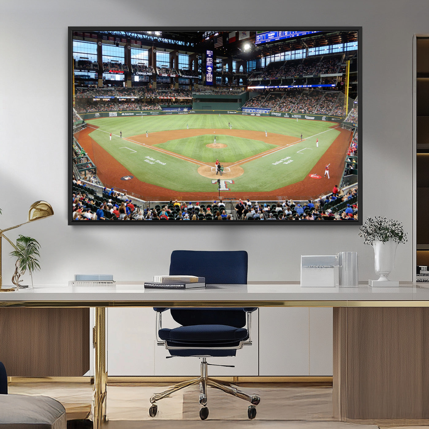 MGV-FC-36X24 - Texas Rangers Baseball Team Print - Arlington Globe Life Field Stadium Canvas Print Wall Art