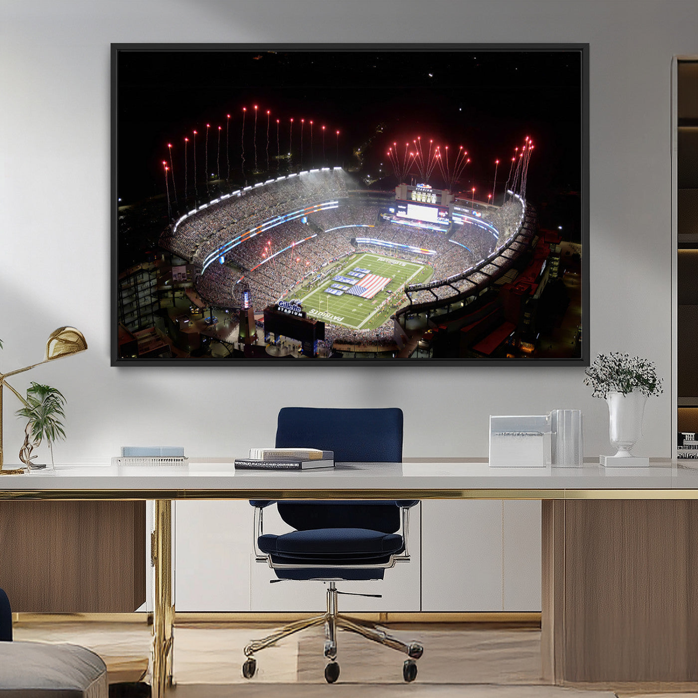 MGV-FC-36X24 - New England Patriots Team Print Wall Art- Foxborough Gillette Stadium Wall Art Canvas Print
